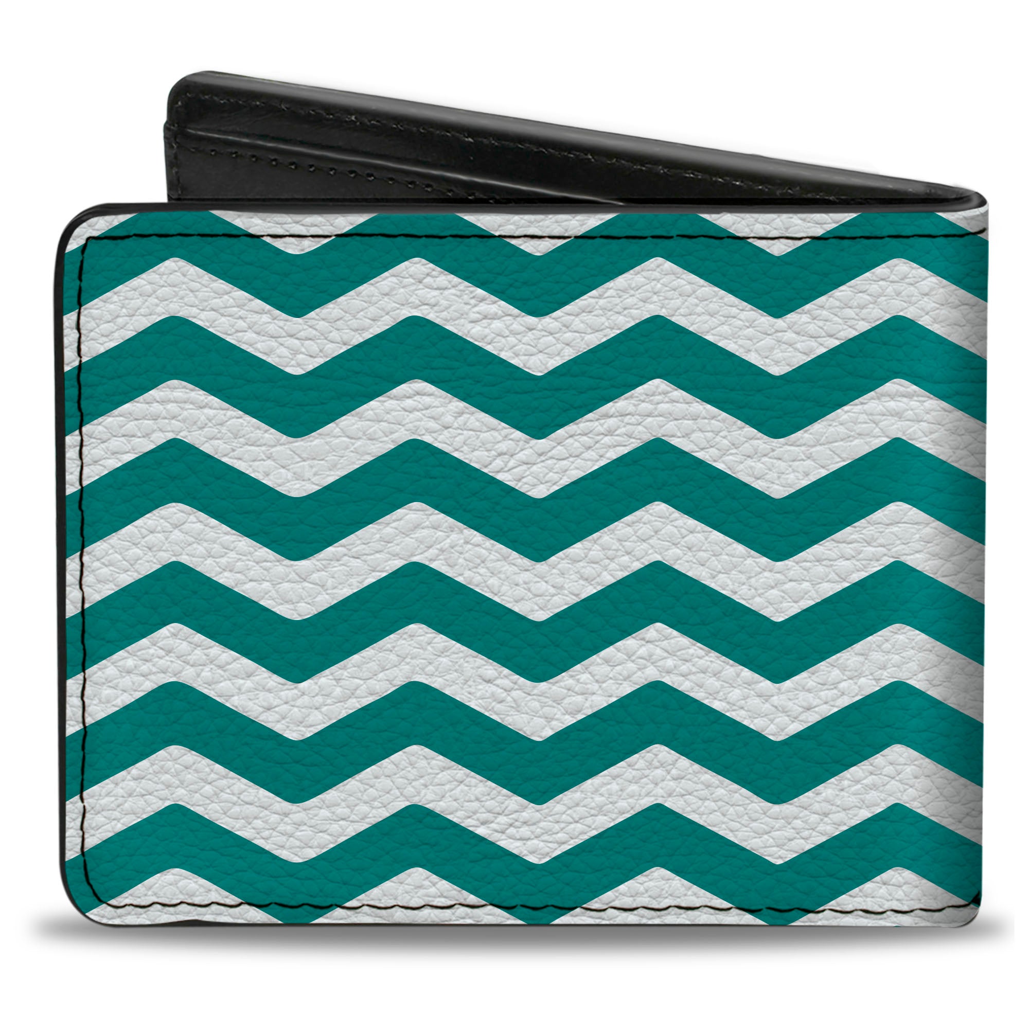 Bi-Fold Wallet - Chevron Stripe White Teal Bi-Fold Wallets Buckle-Down