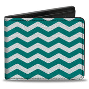 Bi-Fold Wallet - Chevron Stripe White Teal Bi-Fold Wallets Buckle-Down