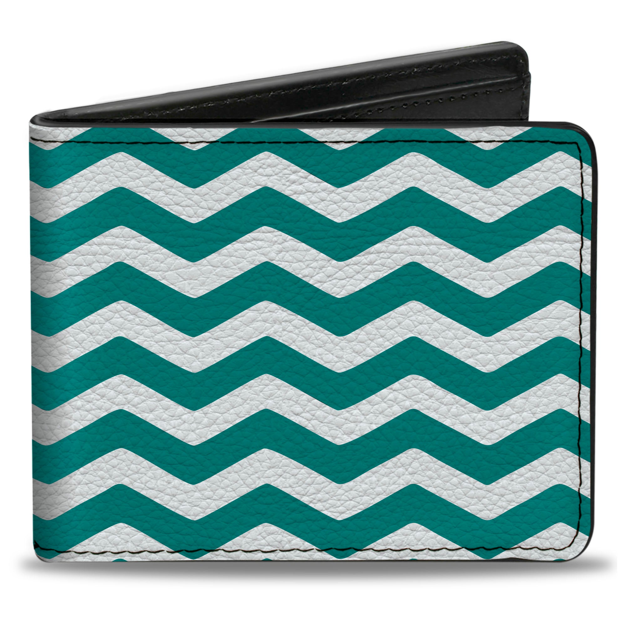 Bi-Fold Wallet - Chevron Stripe White Teal Bi-Fold Wallets Buckle-Down