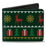 Bi-Fold Wallet - Christmas Sweater Stitch Green White Gold Red Bi-Fold Wallets Buckle-Down