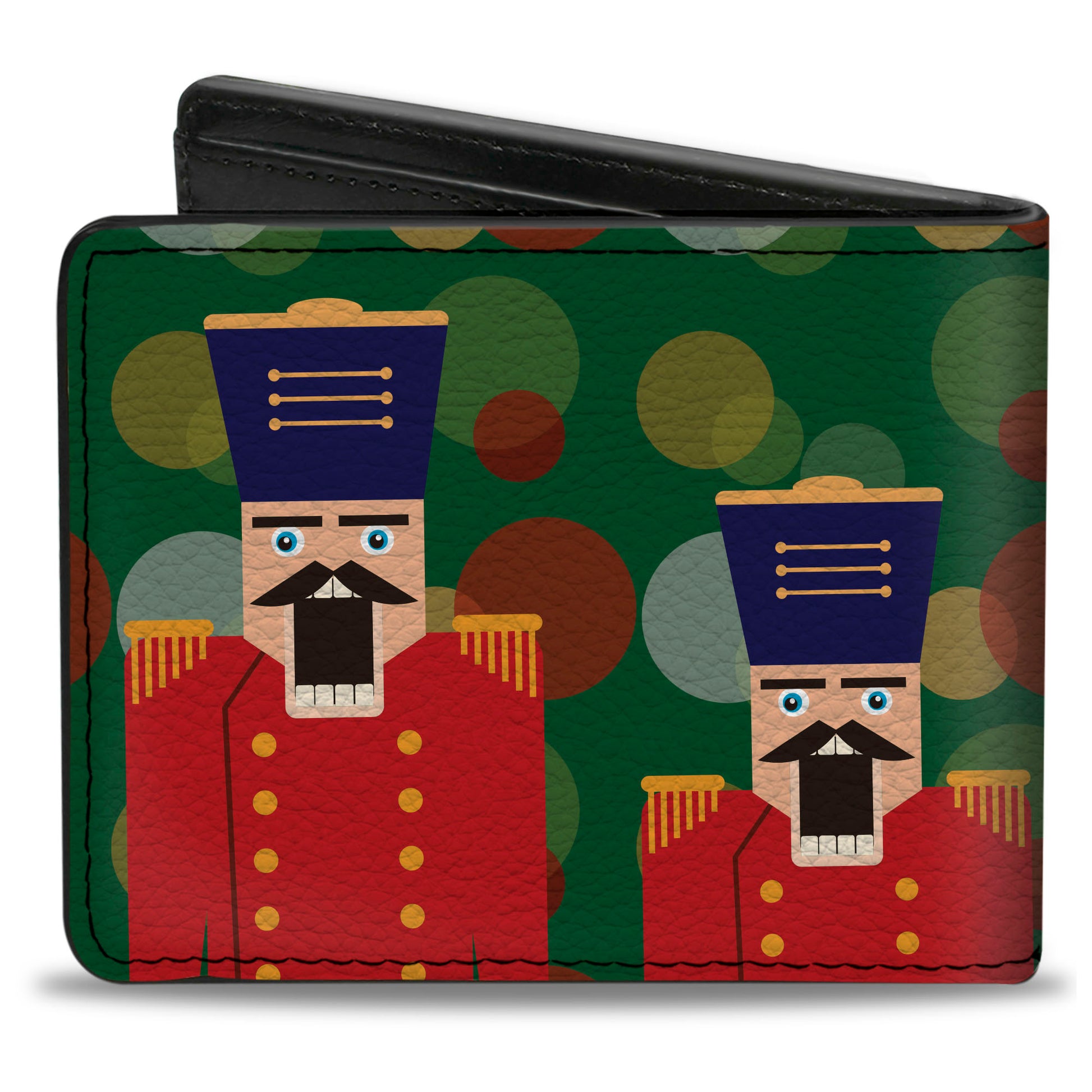 Bi-Fold Wallet - Christmas Nutcracker Polka Dots Greens Gold Red Bi-Fold Wallets Buckle-Down