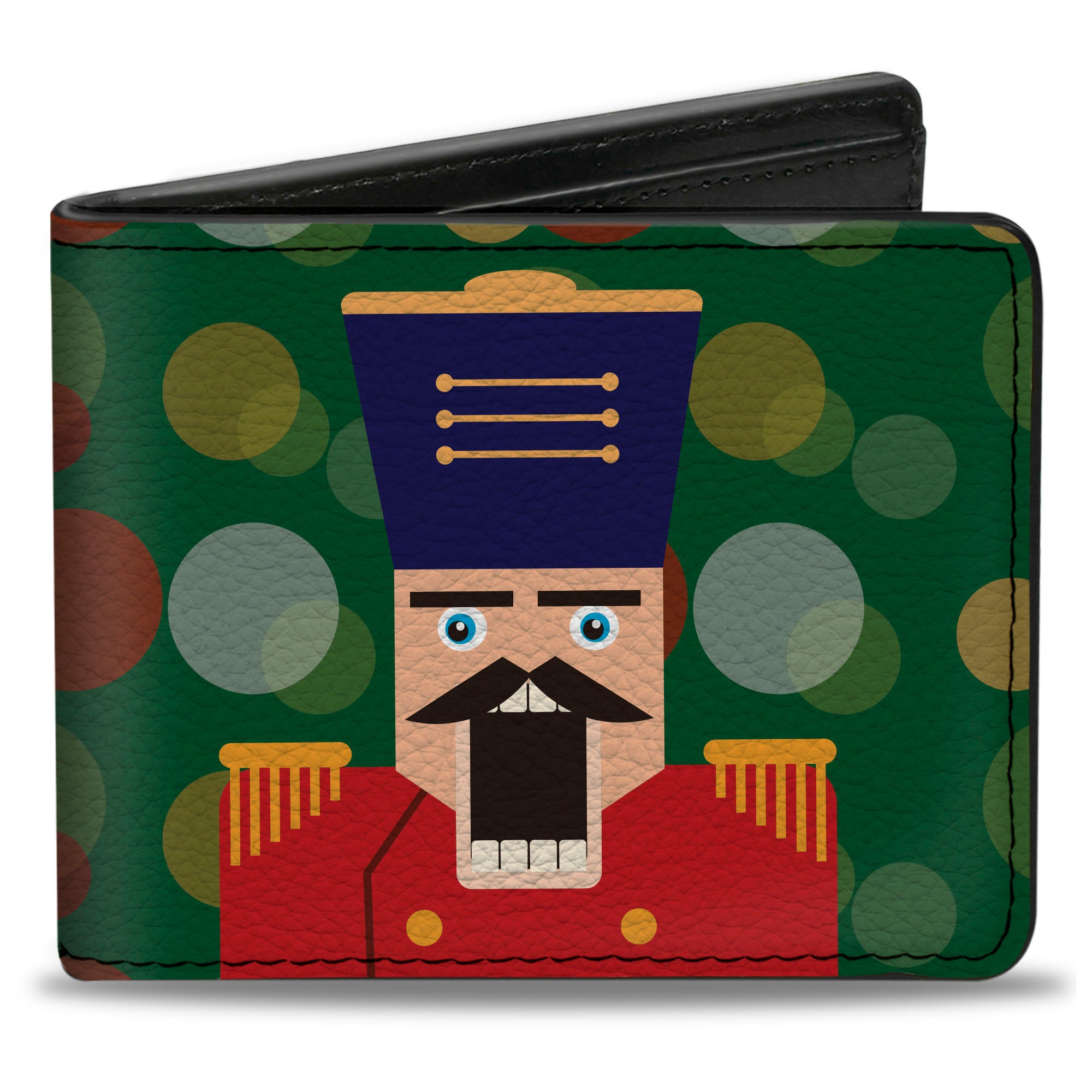 Bi-Fold Wallet - Christmas Nutcracker Polka Dots Greens Gold Red Bi-Fold Wallets Buckle-Down