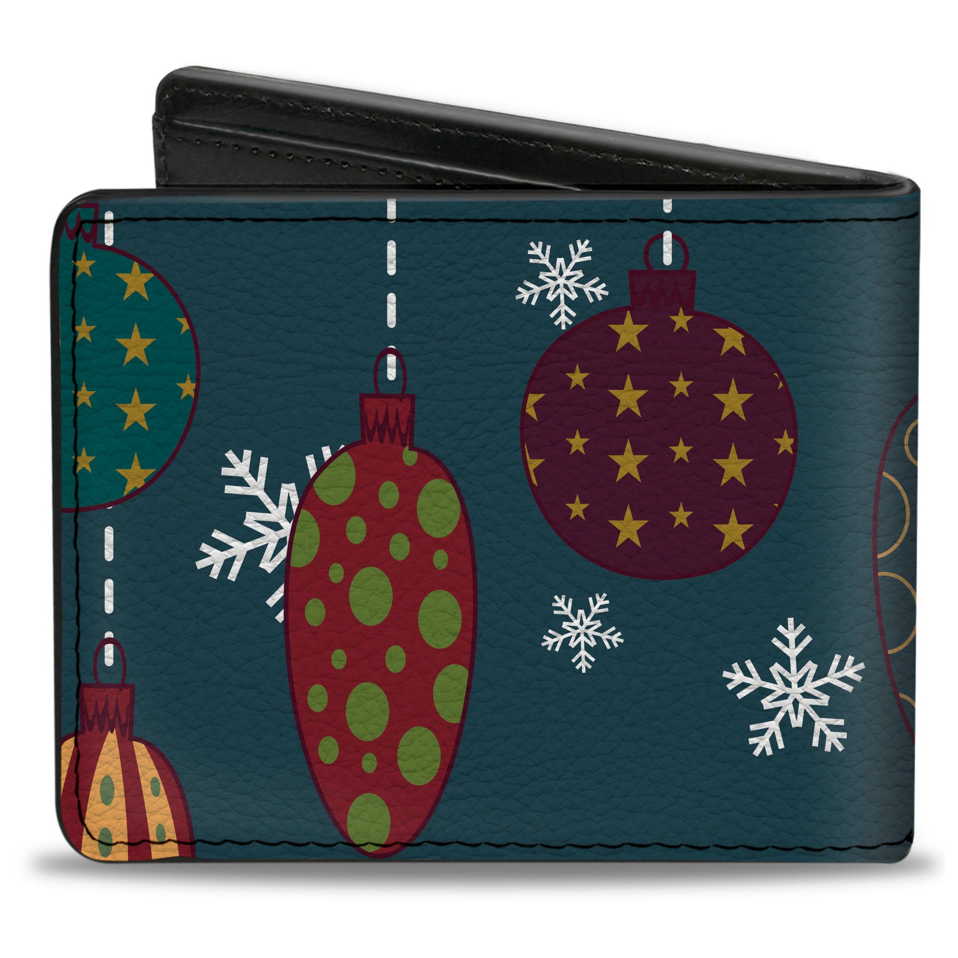 Bi-Fold Wallet - Christmas Ornaments Snowflakes Blue White Multi Color Bi-Fold Wallets Buckle-Down