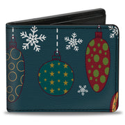 Bi-Fold Wallet - Christmas Ornaments Snowflakes Blue White Multi Color Bi-Fold Wallets Buckle-Down