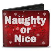 Bi-Fold Wallet - Christmas NAUGHTY OR NICE Snowflakes Reds White Green Bi-Fold Wallets Buckle-Down