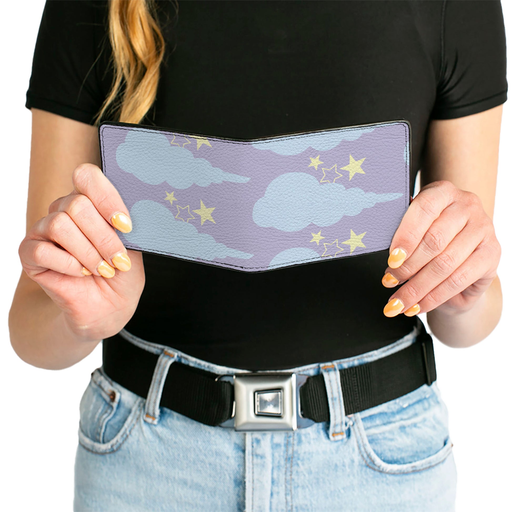 Bi-Fold Wallet - Cloudy Starry Sky Lavender Blue Yellow Bi-Fold Wallets Buckle-Down