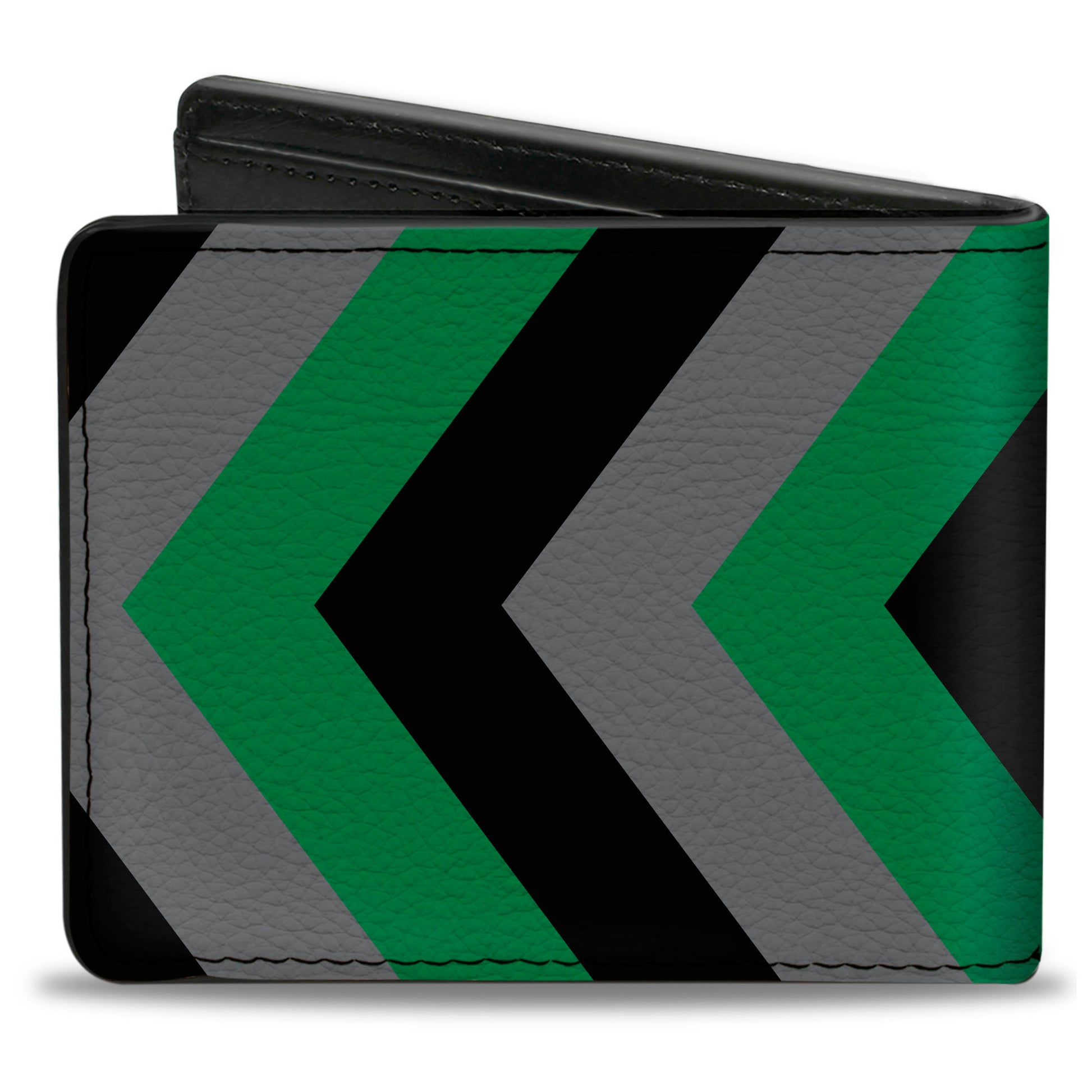 Bi-Fold Wallet - Chevron Green Black Gray Bi-Fold Wallets Buckle-Down