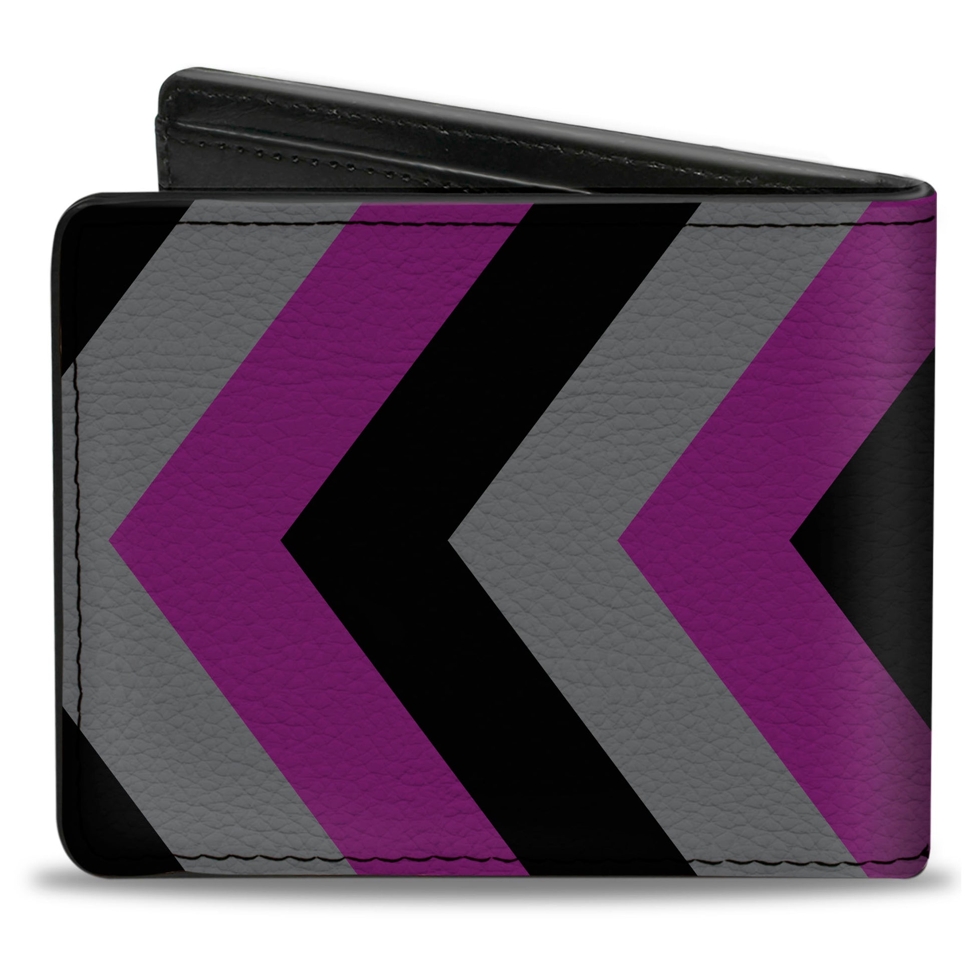 Bi-Fold Wallet - Chevron Purple Black Gray Bi-Fold Wallets Buckle-Down