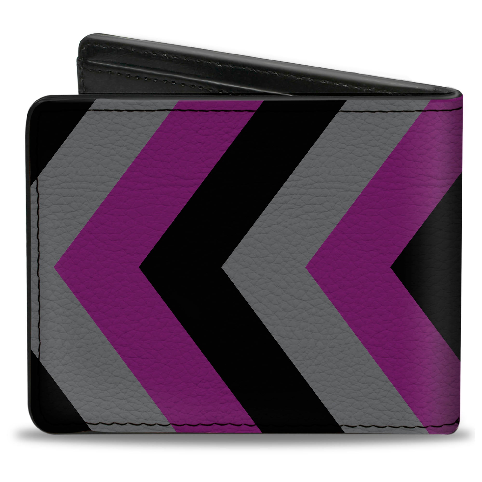 Bi-Fold Wallet - Chevron Purple Black Gray Bi-Fold Wallets Buckle-Down