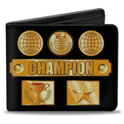 Bi-Fold Wallet - CHAMPION Belt Icons Black Golds Bi-Fold Wallets Buckle-Down