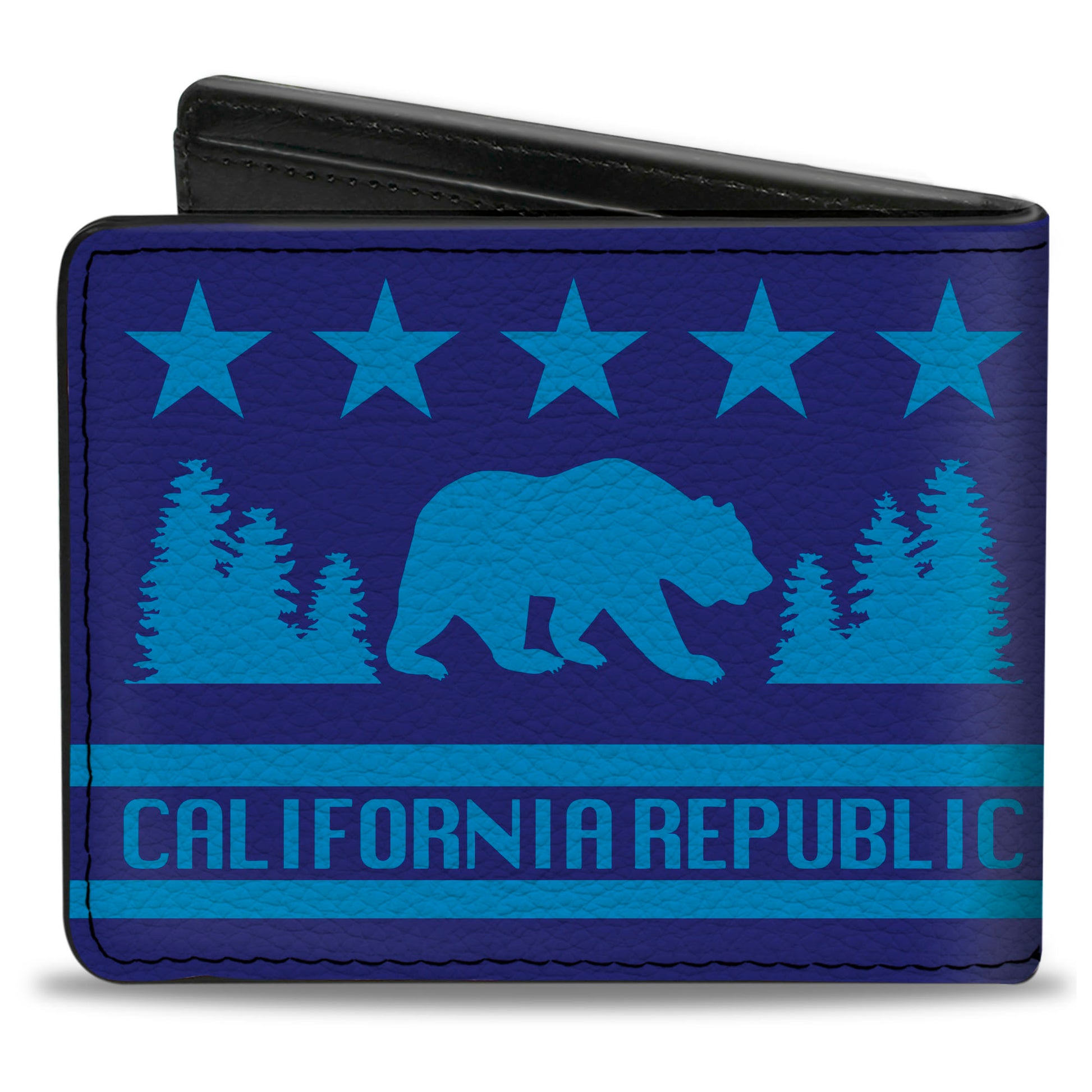 Bi-Fold Wallet - CALIFORNIA REPUBLIC Bear Stars Silhouette Blues Bi-Fold Wallets Buckle-Down