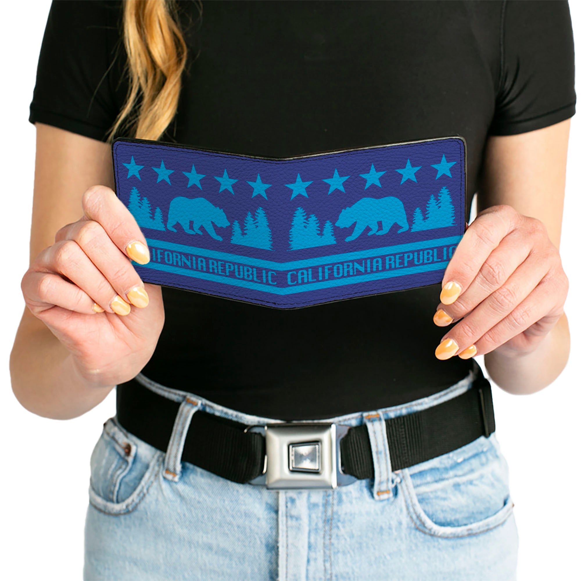 Bi-Fold Wallet - CALIFORNIA REPUBLIC Bear Stars Silhouette Blues Bi-Fold Wallets Buckle-Down