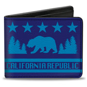 Bi-Fold Wallet - CALIFORNIA REPUBLIC Bear Stars Silhouette Blues Bi-Fold Wallets Buckle-Down
