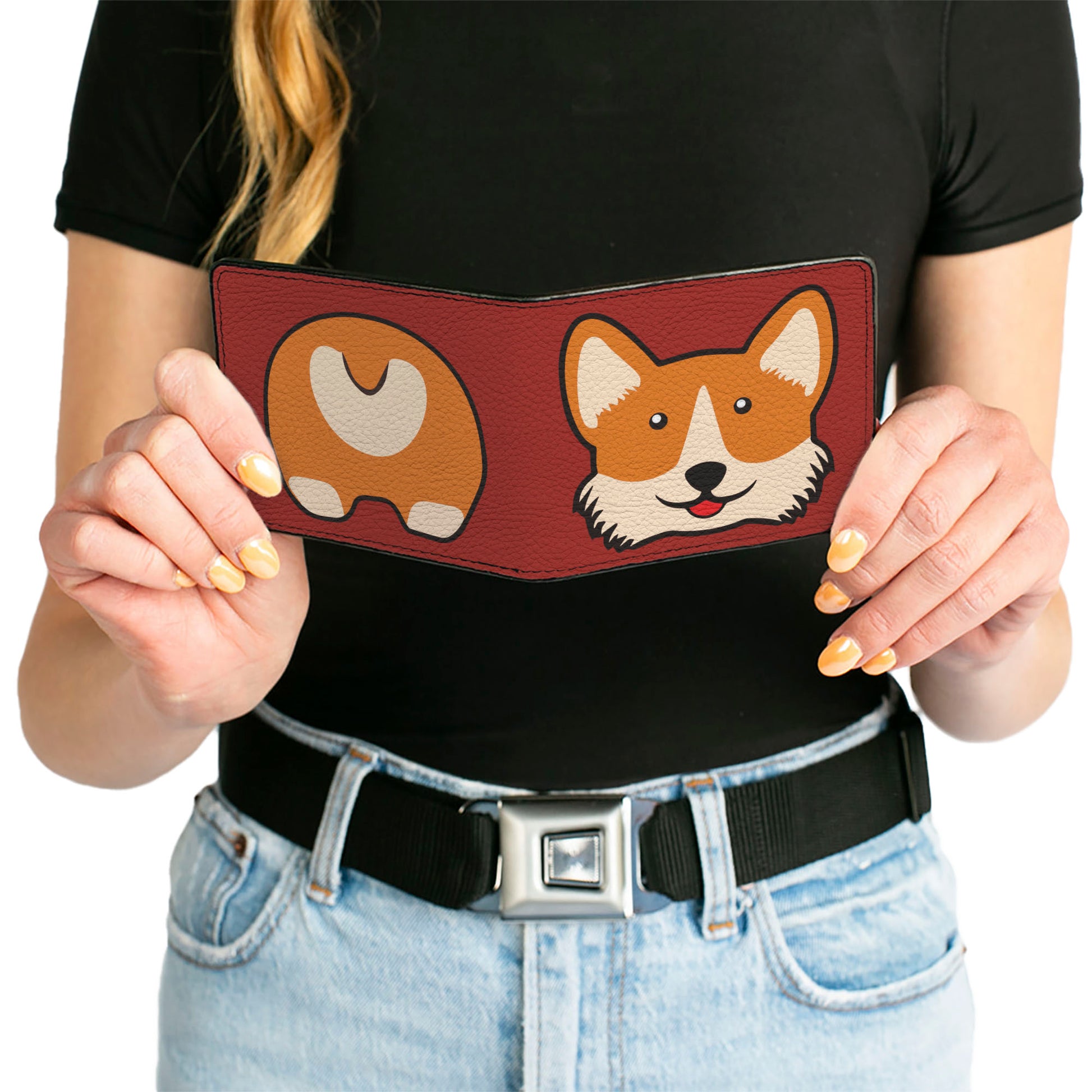 Bi-Fold Wallet - Corgi Face Rump Red Bi-Fold Wallets Buckle-Down