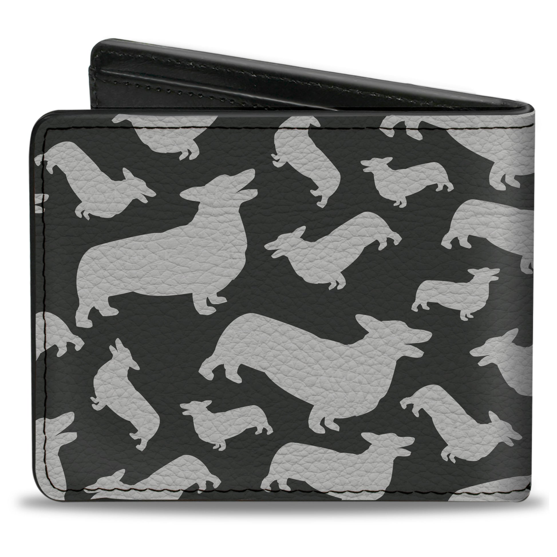 Bi-Fold Wallet - Corgi Silhouette Poses Grays Bi-Fold Wallets Buckle-Down