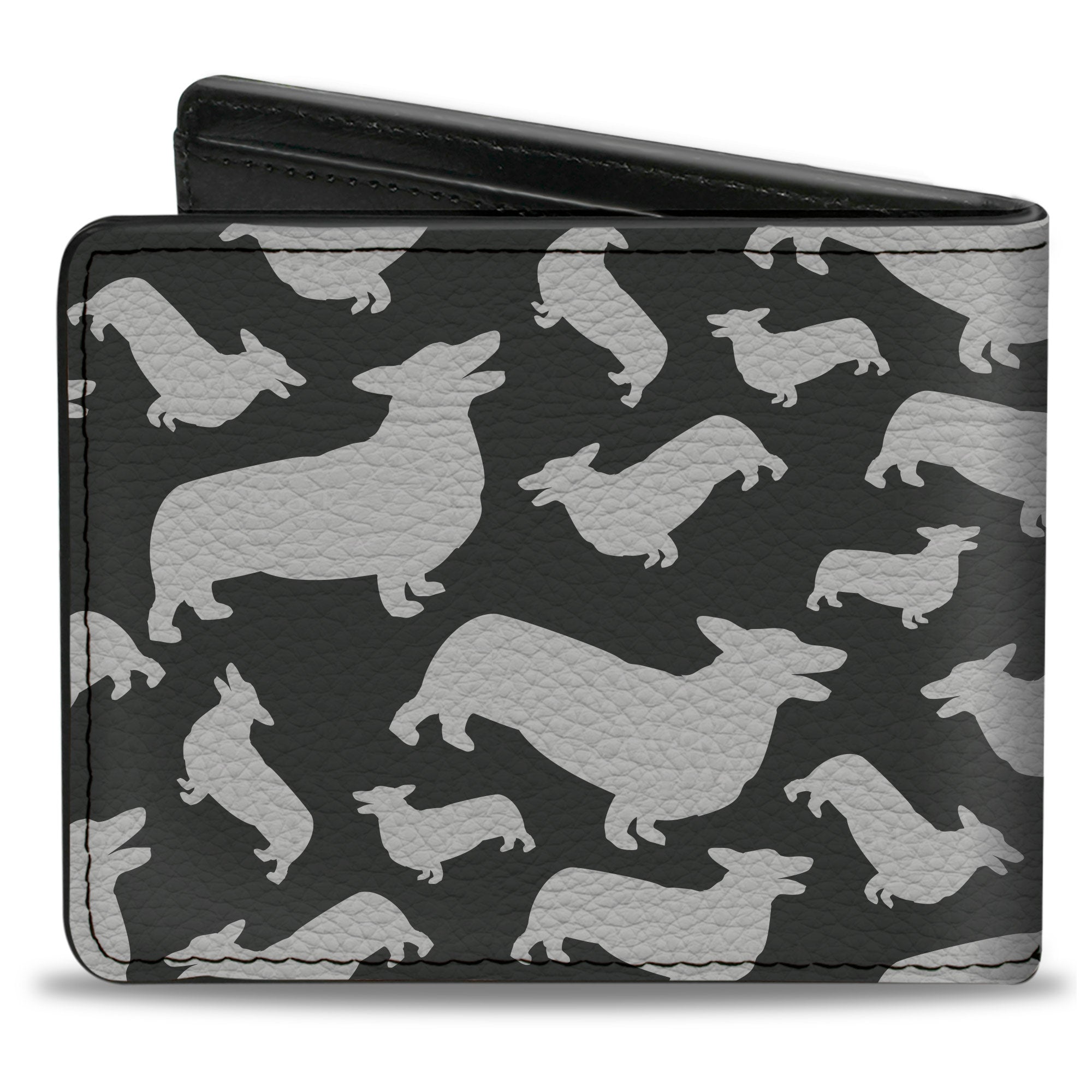 Bi-Fold Wallet - Corgi Silhouette Poses Grays Bi-Fold Wallets Buckle-Down