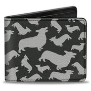 Bi-Fold Wallet - Corgi Silhouette Poses Grays Bi-Fold Wallets Buckle-Down