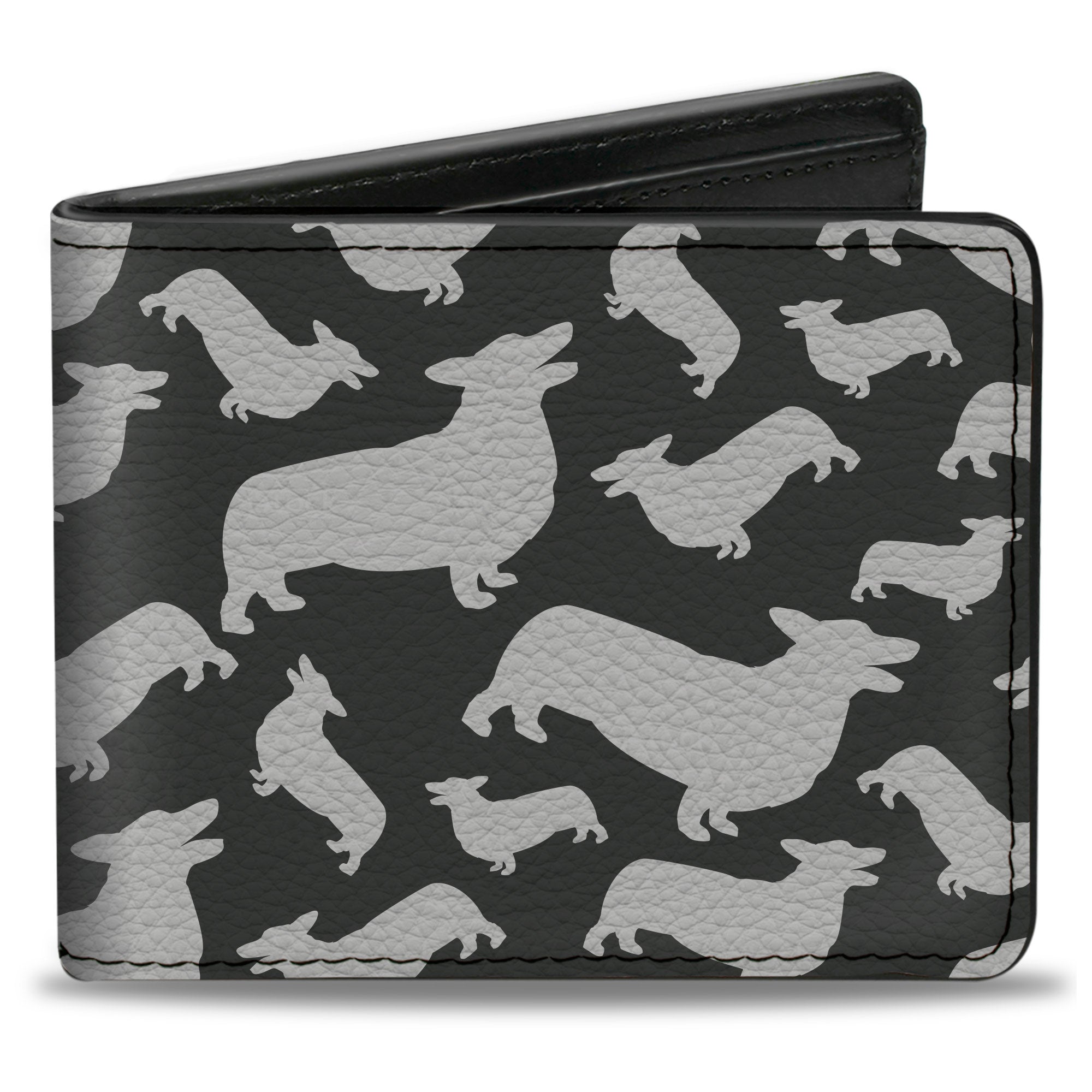 Bi-Fold Wallet - Corgi Silhouette Poses Grays Bi-Fold Wallets Buckle-Down