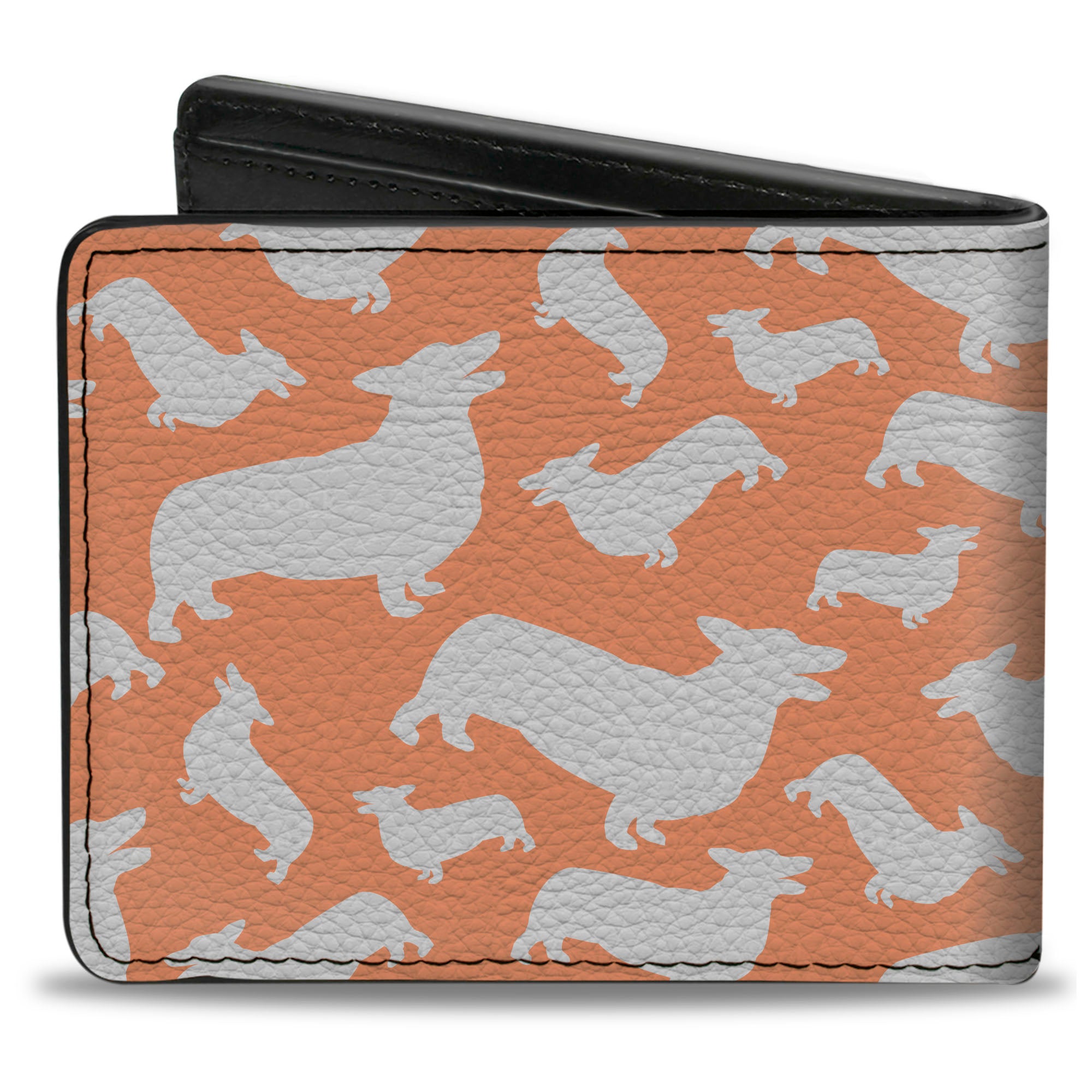 Bi-Fold Wallet - Corgi Silhouette Poses Golden Tan Bi-Fold Wallets Buckle-Down