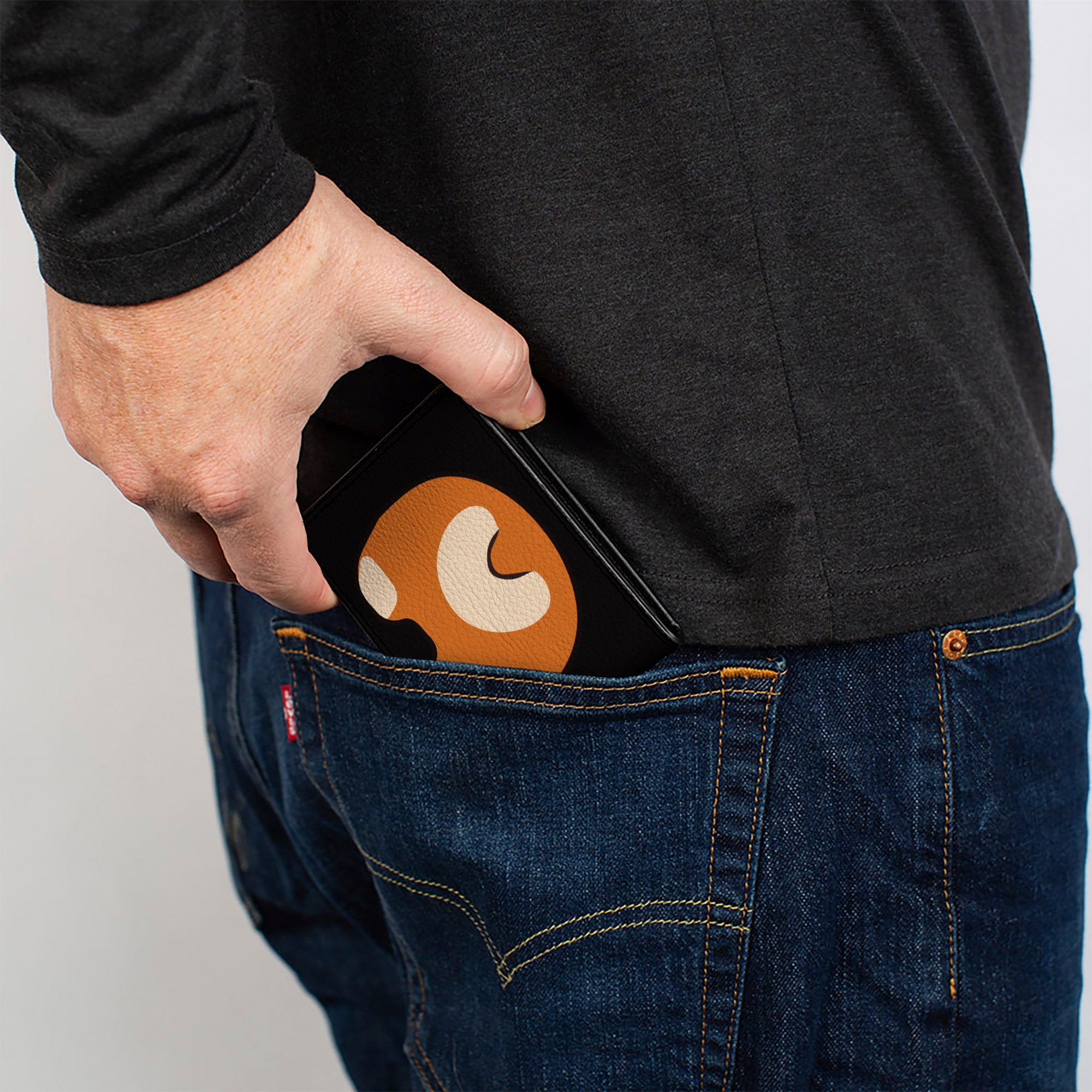 Bi-Fold Wallet - Corgi Face Rump Black Bi-Fold Wallets Buckle-Down