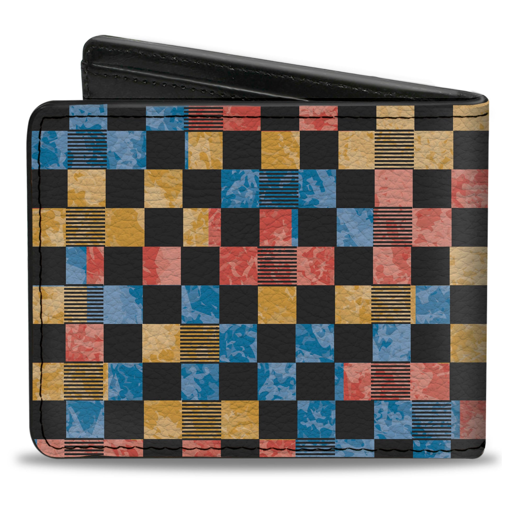 Bi-Fold Wallet - Checkers Distressed Multi Color Black Bi-Fold Wallets Buckle-Down