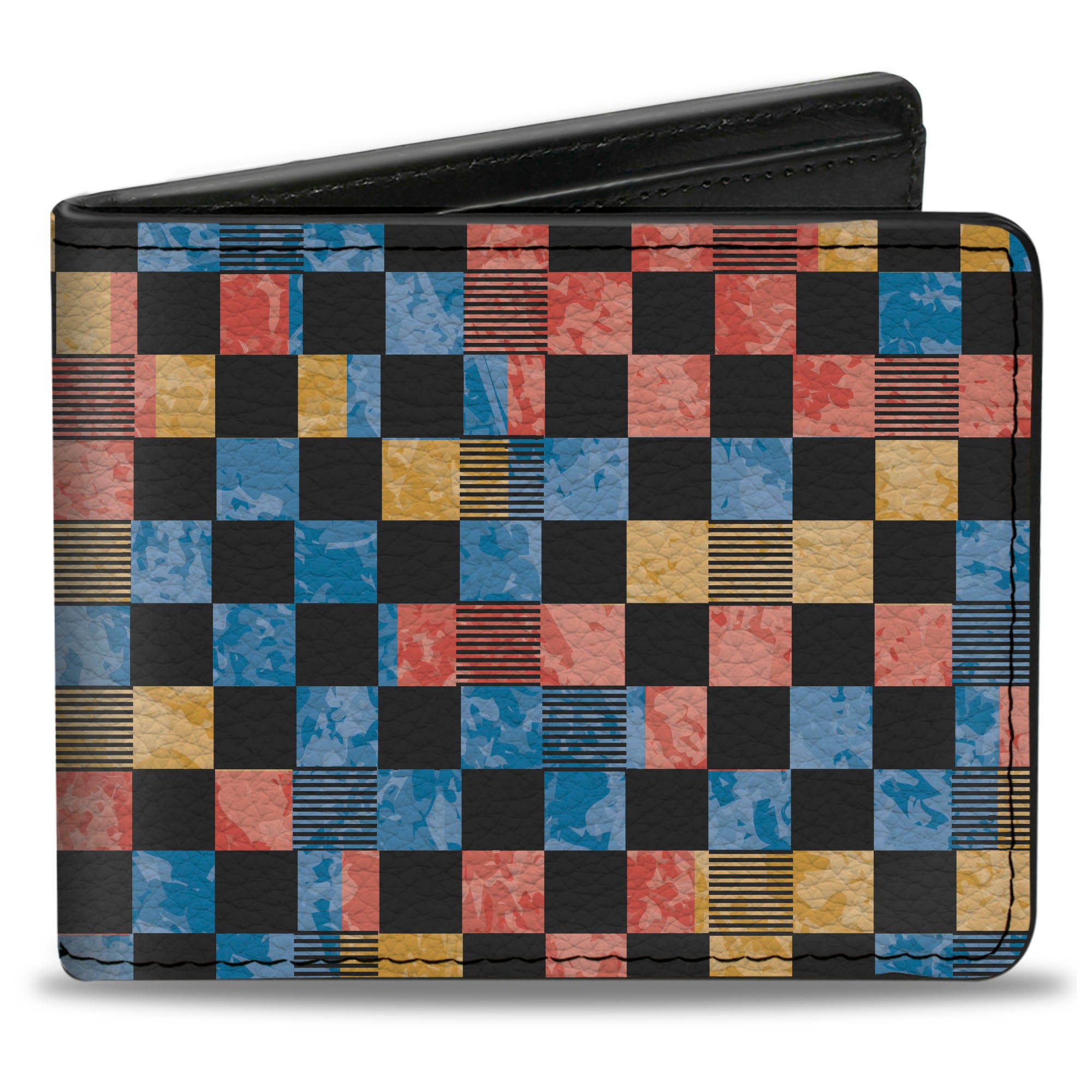 Bi-Fold Wallet - Checkers Distressed Multi Color Black Bi-Fold Wallets Buckle-Down