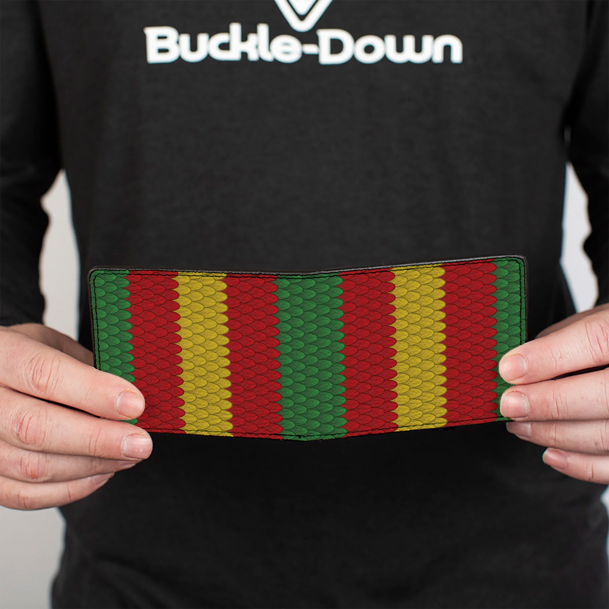 Bi-Fold Wallet - Coral Snake Stripe Green Red Gold Bi-Fold Wallets Buckle-Down