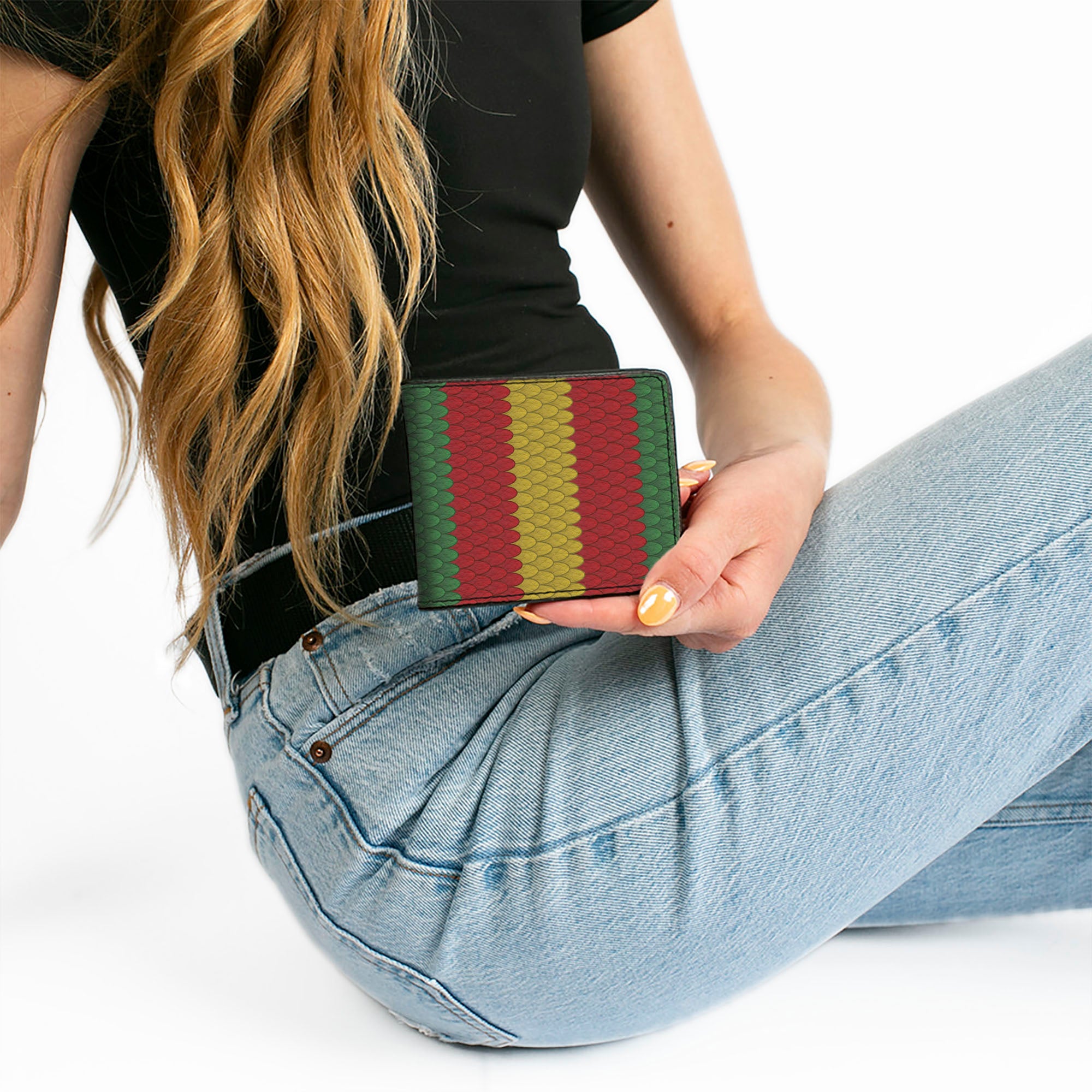 Bi-Fold Wallet - Coral Snake Stripe Green Red Gold Bi-Fold Wallets Buckle-Down