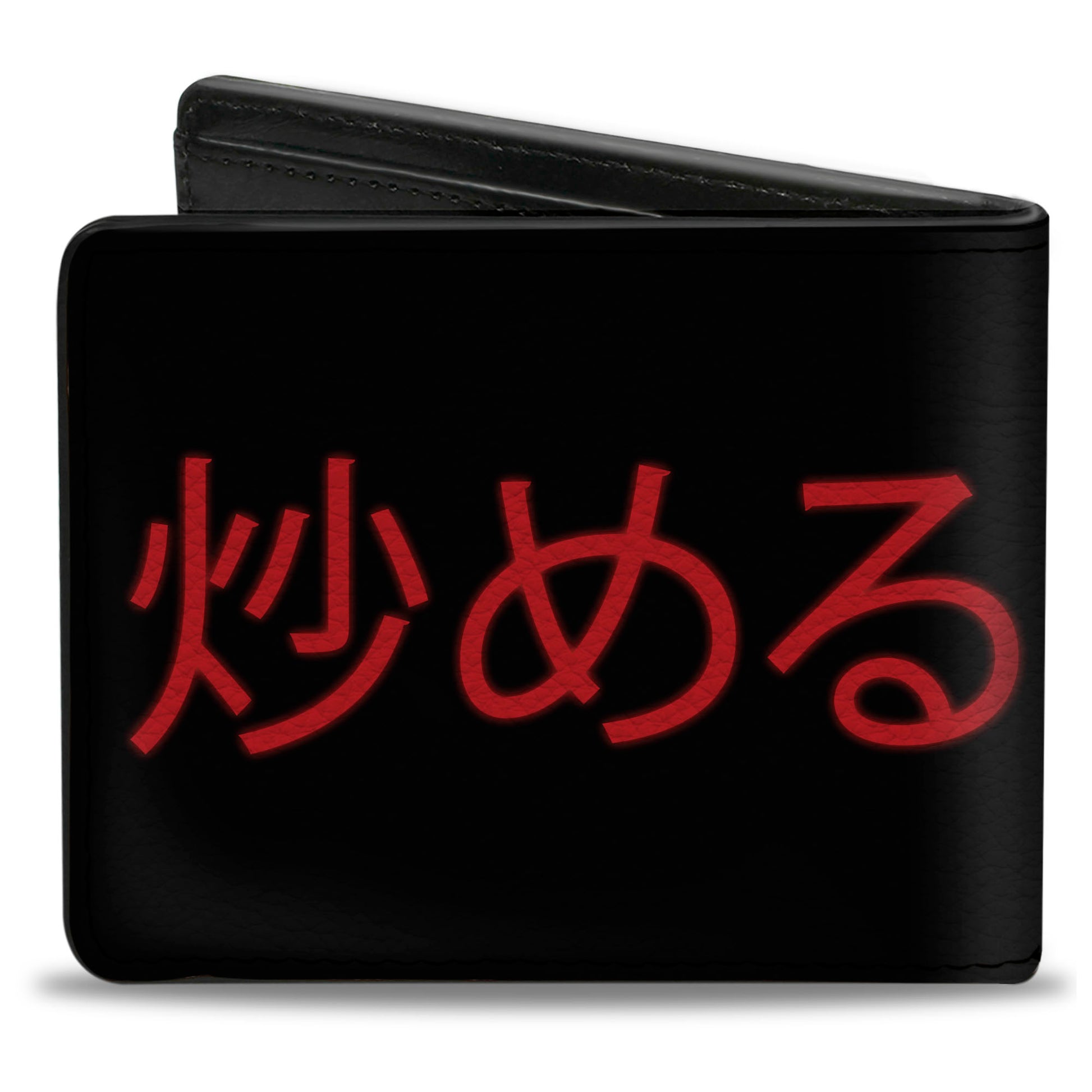 Bi-Fold Wallet - Chicken STIR FRY Japanese Characters Black Red Bi-Fold Wallets Buckle-Down