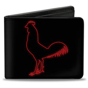 Bi-Fold Wallet - Chicken STIR FRY Japanese Characters Black Red Bi-Fold Wallets Buckle-Down