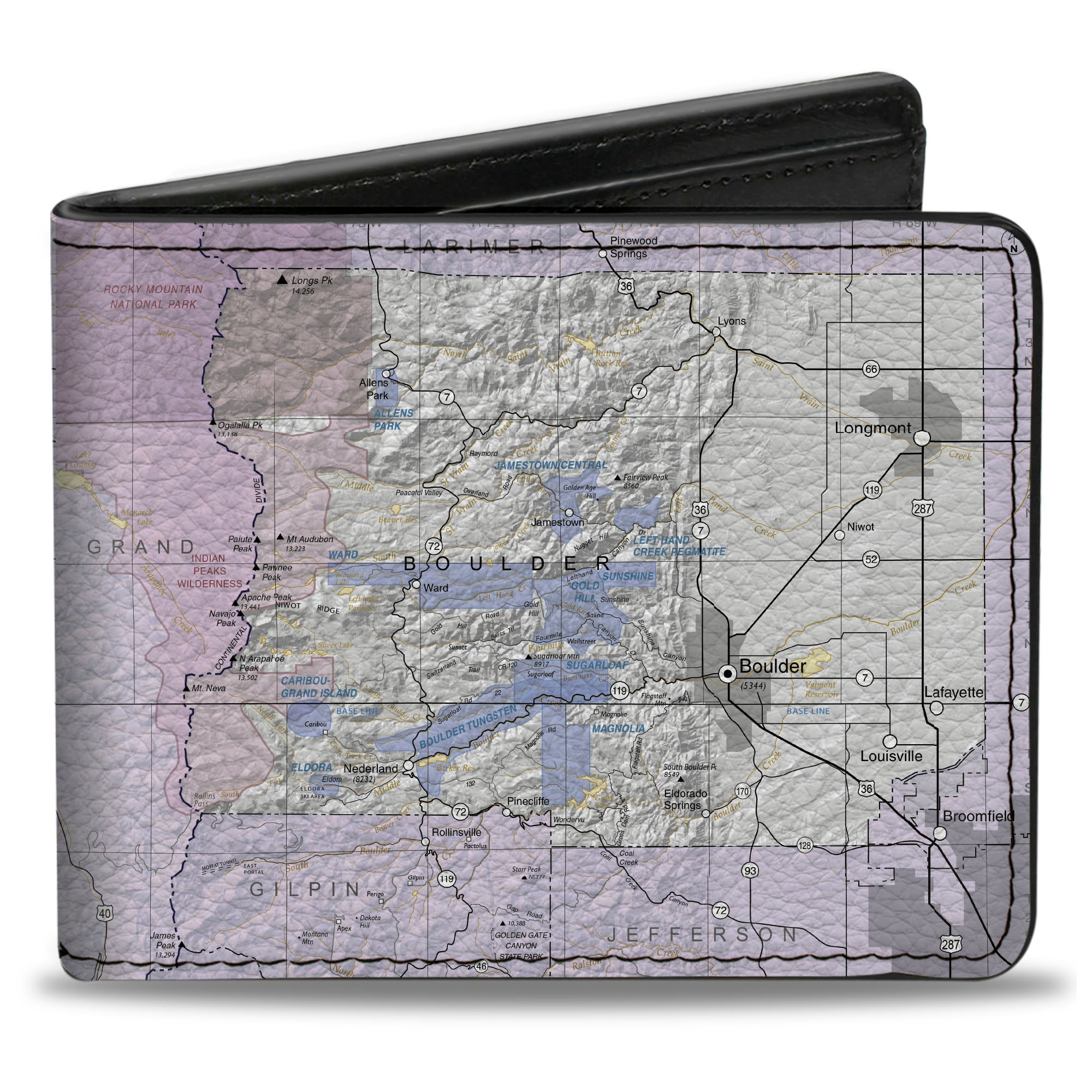 Bi-Fold Wallet - Colorado Boulder City Map Bi-Fold Wallets Buckle-Down
