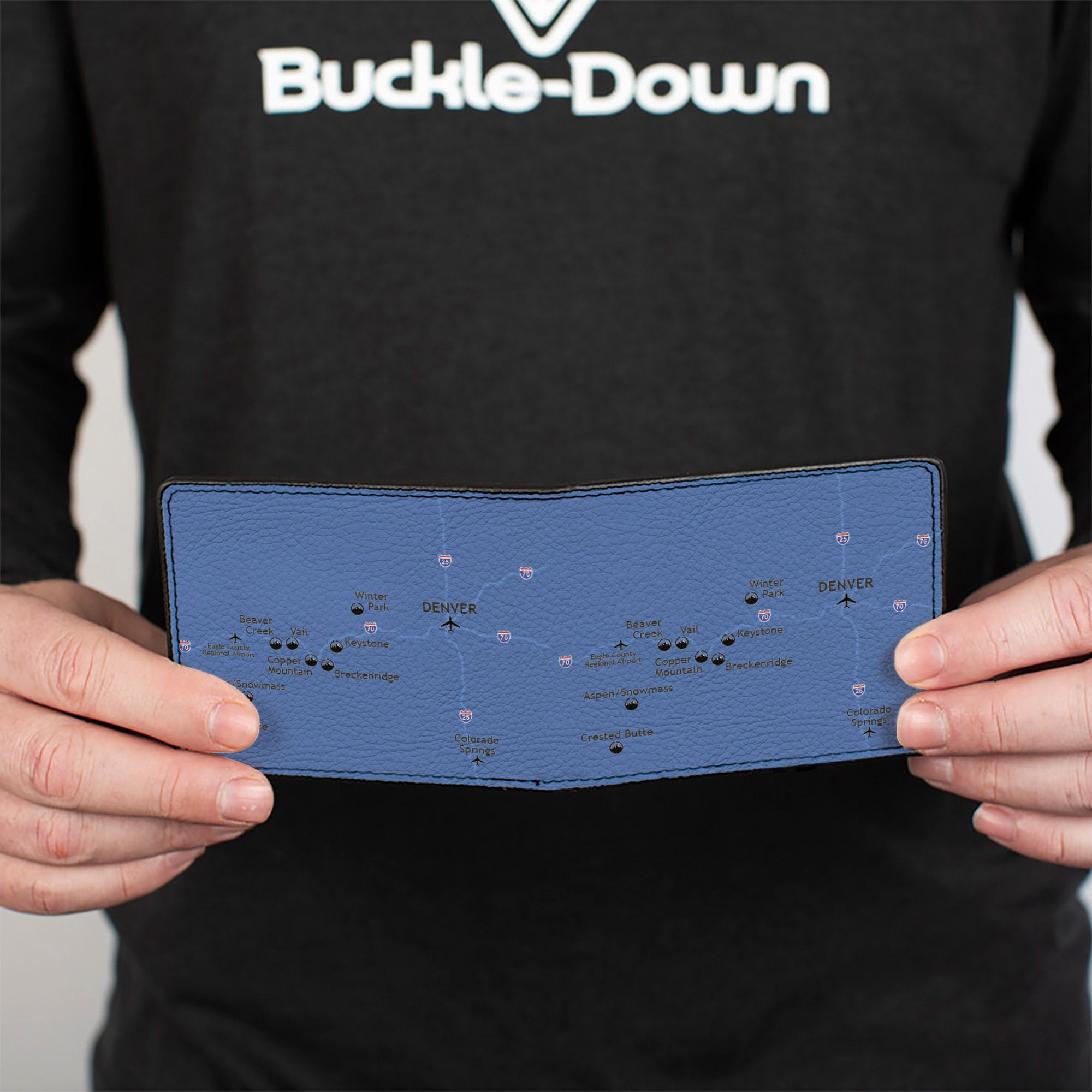 Bi-Fold Wallet - Colorado Mountains Map Blues Bi-Fold Wallets Buckle-Down