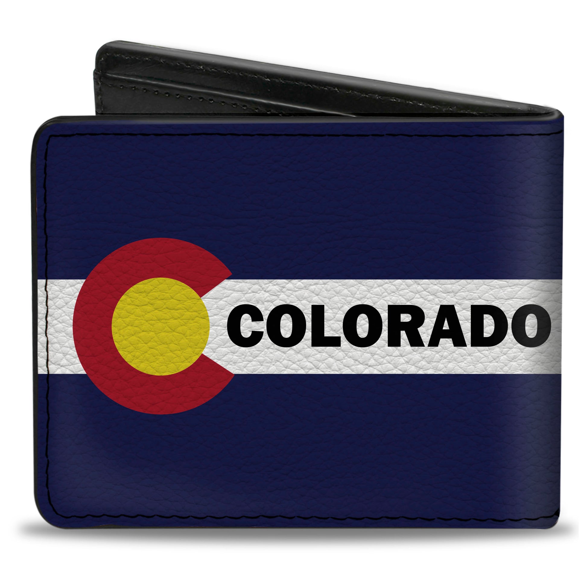 Bi-Fold Wallet - COLORADO Text Flag Blue White Red Yellow Bi-Fold Wallets Buckle-Down
