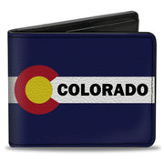 Bi-Fold Wallet - COLORADO Text Flag Blue White Red Yellow Bi-Fold Wallets Buckle-Down