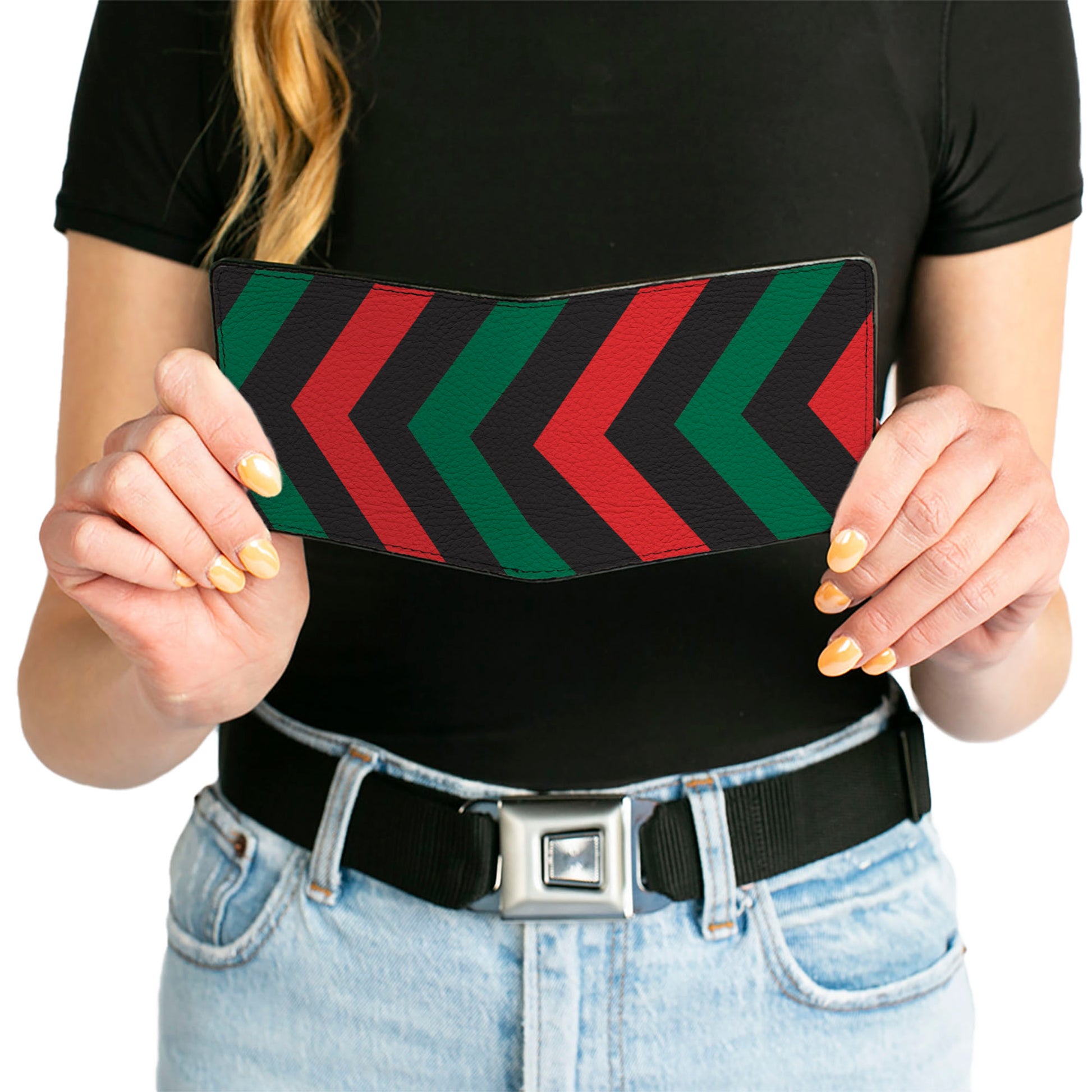 Bi-Fold Wallet - Chevron Black Red Black Green Bi-Fold Wallets Buckle-Down