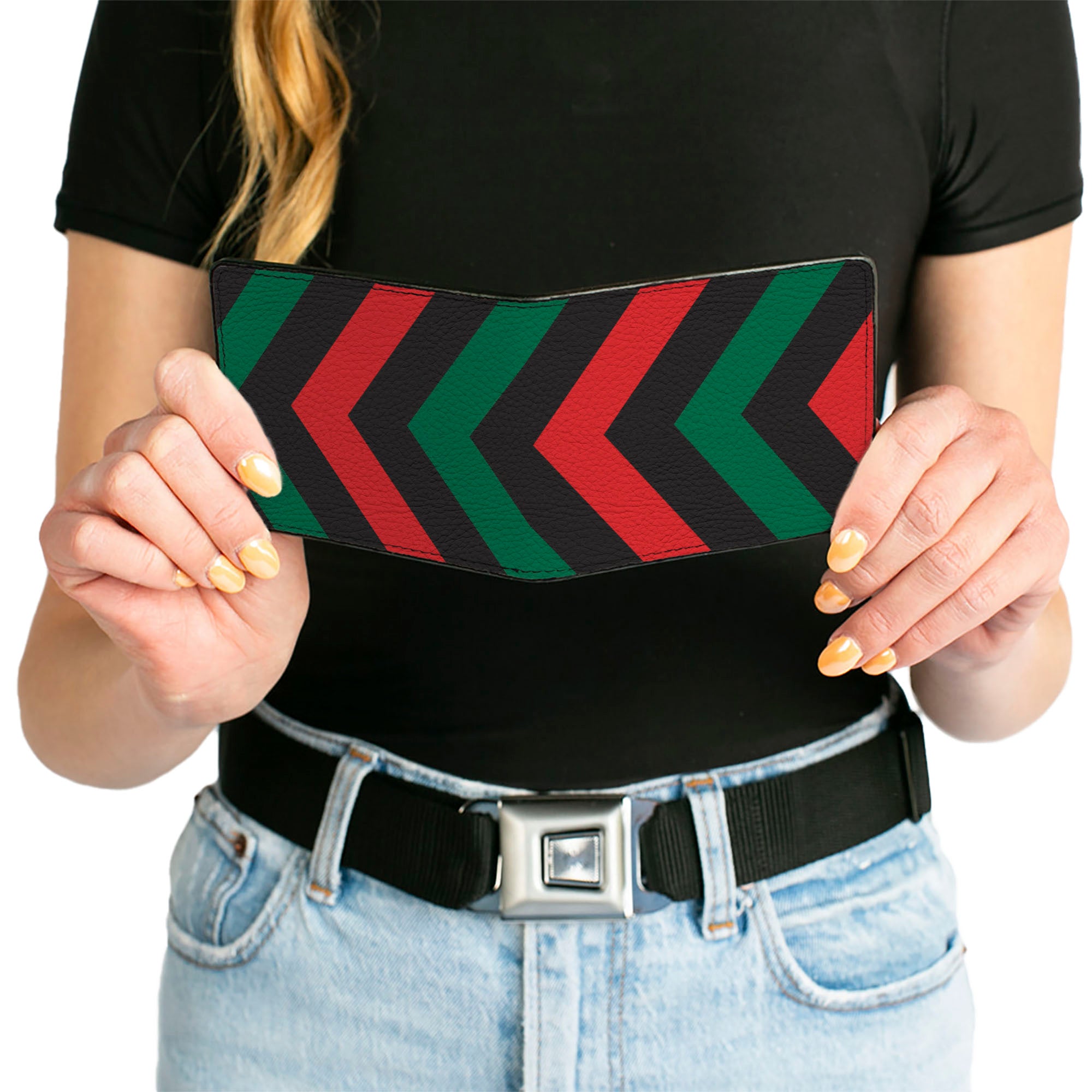 Bi-Fold Wallet - Chevron Black Red Black Green Bi-Fold Wallets Buckle-Down