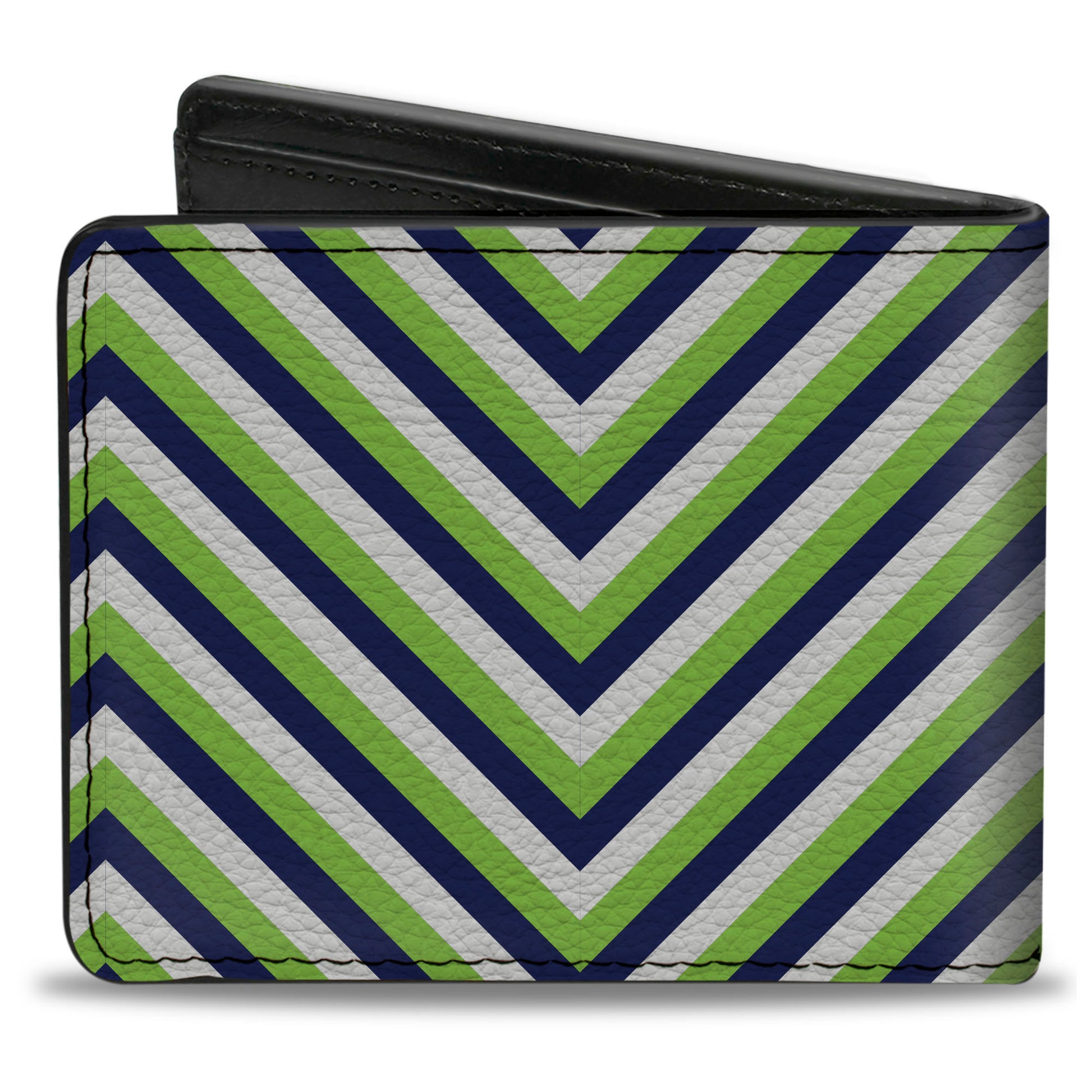 Bi-Fold Wallet - Chevron Stripe White Neon Green Navy Bi-Fold Wallets Buckle-Down