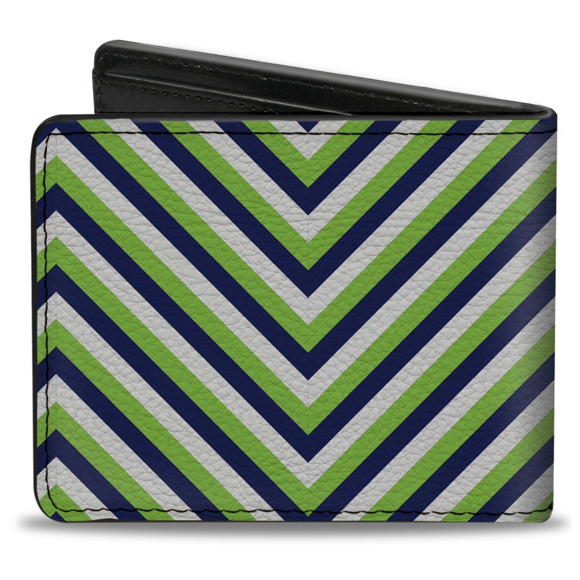 Bi-Fold Wallet - Chevron Stripe White Neon Green Navy Bi-Fold Wallets Buckle-Down