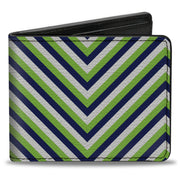Bi-Fold Wallet - Chevron Stripe White Neon Green Navy Bi-Fold Wallets Buckle-Down
