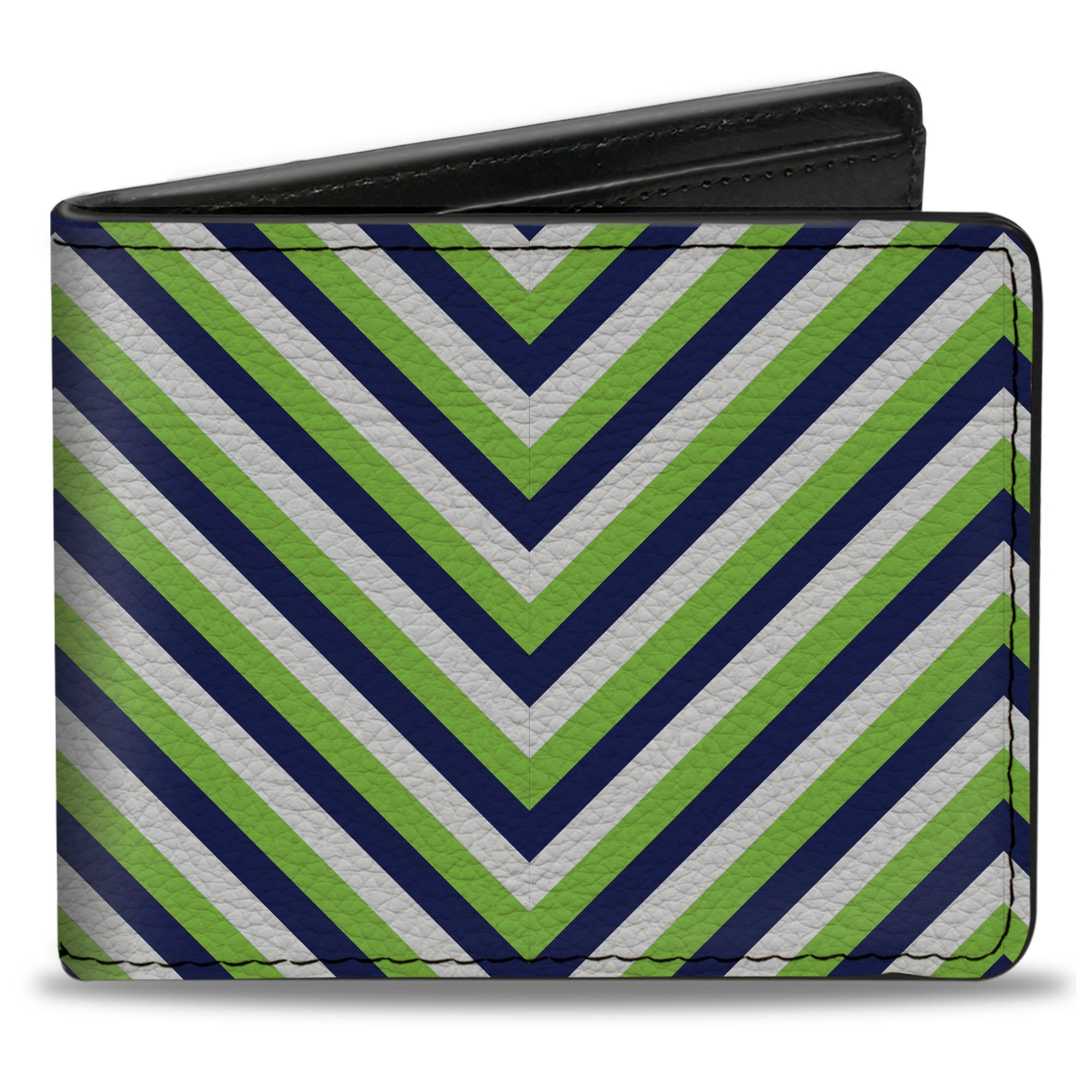Bi-Fold Wallet - Chevron Stripe White Neon Green Navy Bi-Fold Wallets Buckle-Down