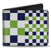 Bi-Fold Wallet - Checker Blocks White Navy Neon Green Bi-Fold Wallets Buckle-Down