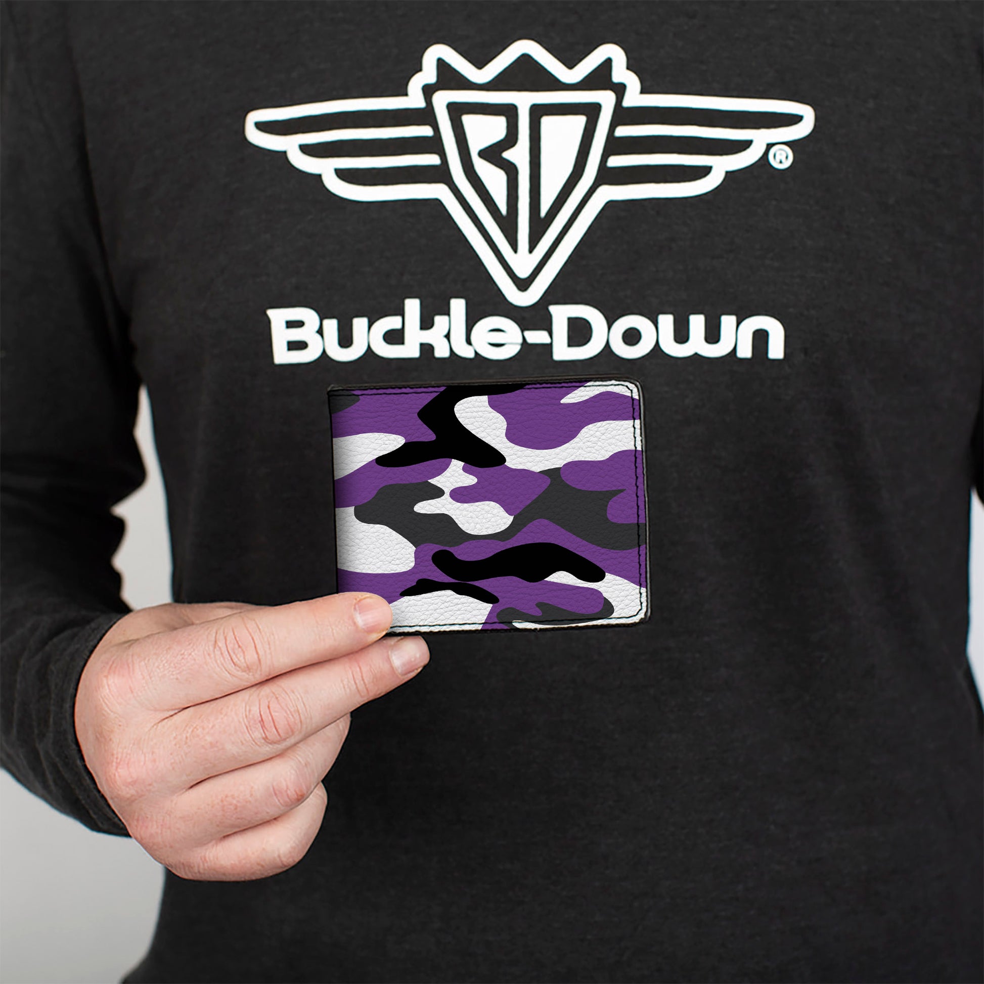 Bi-Fold Wallet - Camo Purple Black Gray White Bi-Fold Wallets Buckle-Down