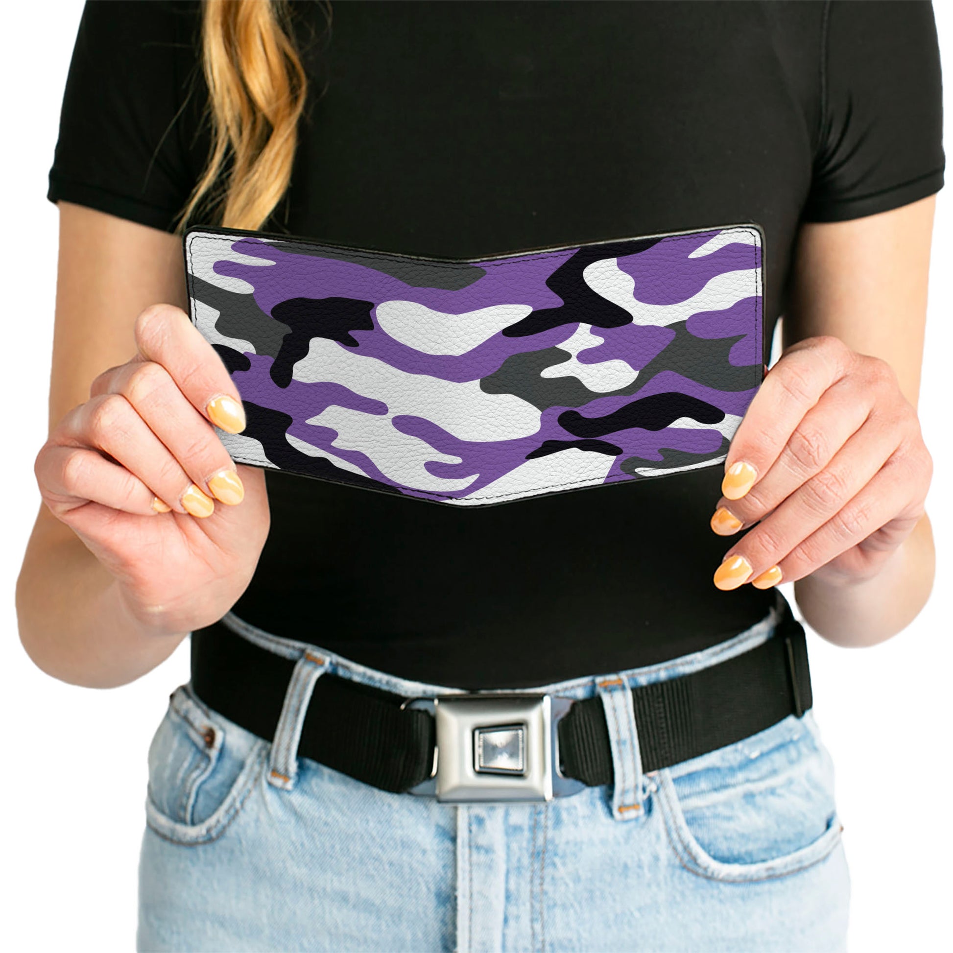 Bi-Fold Wallet - Camo Purple Black Gray White Bi-Fold Wallets Buckle-Down