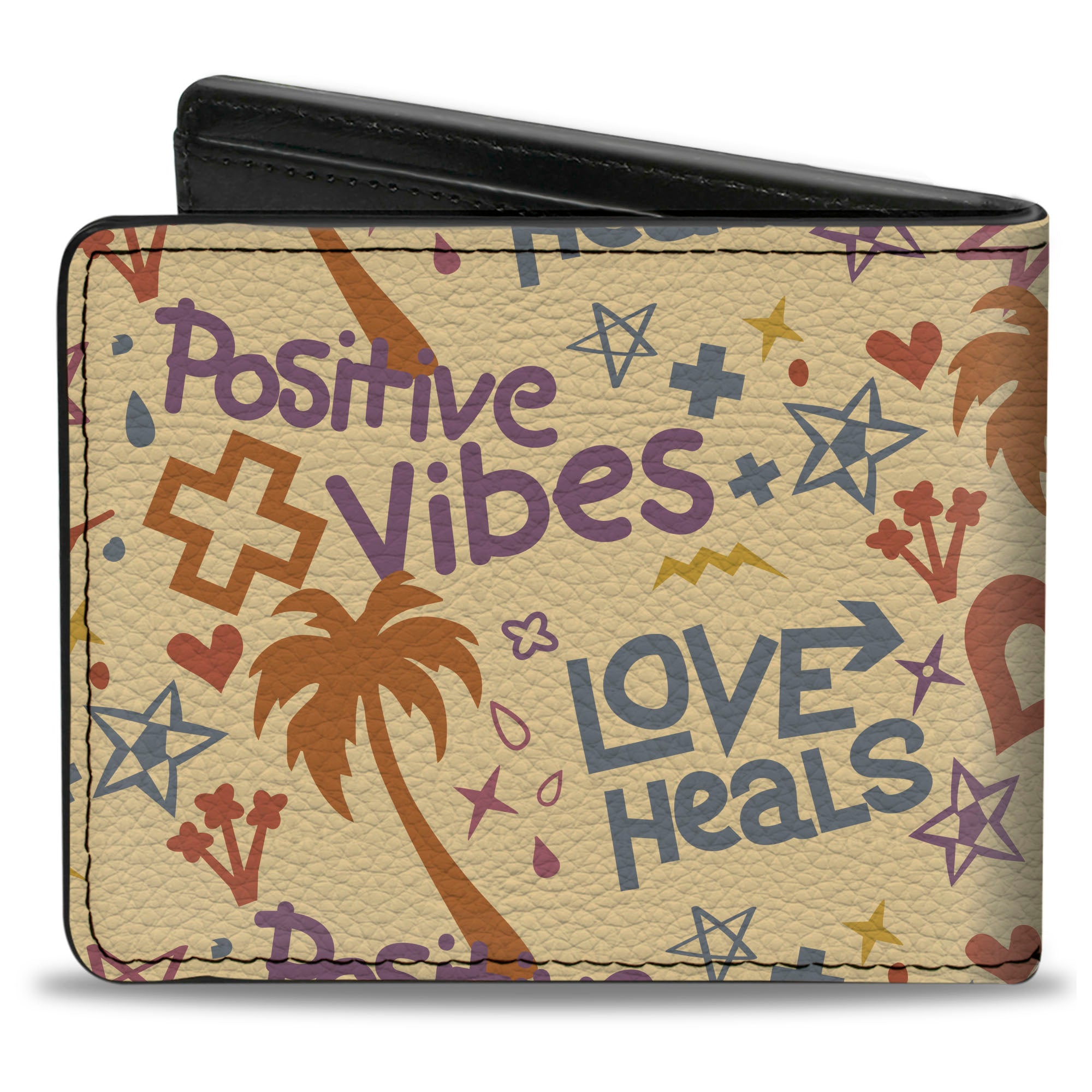 Bi-Fold Wallet - Summer Harmony Collage Beige/Multi Color Bi-Fold Wallets Buckle-Down