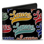 Bi-Fold Wallet - SAUCE Baseball Script Black/Multi Color Bi-Fold Wallets Buckle-Down