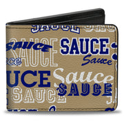 Bi-Fold Wallet - SAUCE Typography Collage Tan/White/Blue Bi-Fold Wallets Buckle-Down