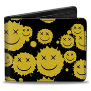 Bi-Fold Wallet - Smiley Face Splatter Scattered Black/Yellow Bi-Fold Wallets Buckle-Down