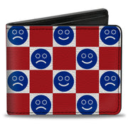 Bi-Fold Wallet - Smiley Sad Face Checker Red/White/Blue Bi-Fold Wallets Buckle-Down