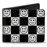 Bi-Fold Wallet - Smiley Sad Face Checker Black/White Bi-Fold Wallets Buckle-Down