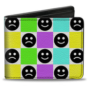 Bi-Fold Wallet - Smiley Sad Face Checker Multi Color/White Bi-Fold Wallets Buckle-Down